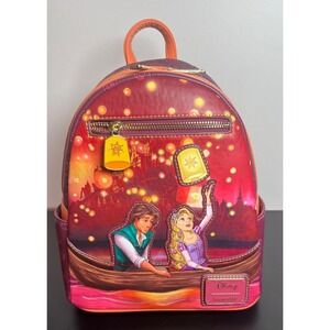 NWT | LOUNGEFLY Disney Tangled Rapunzel & Flynn Boat Scene Glow Mini Backpack
